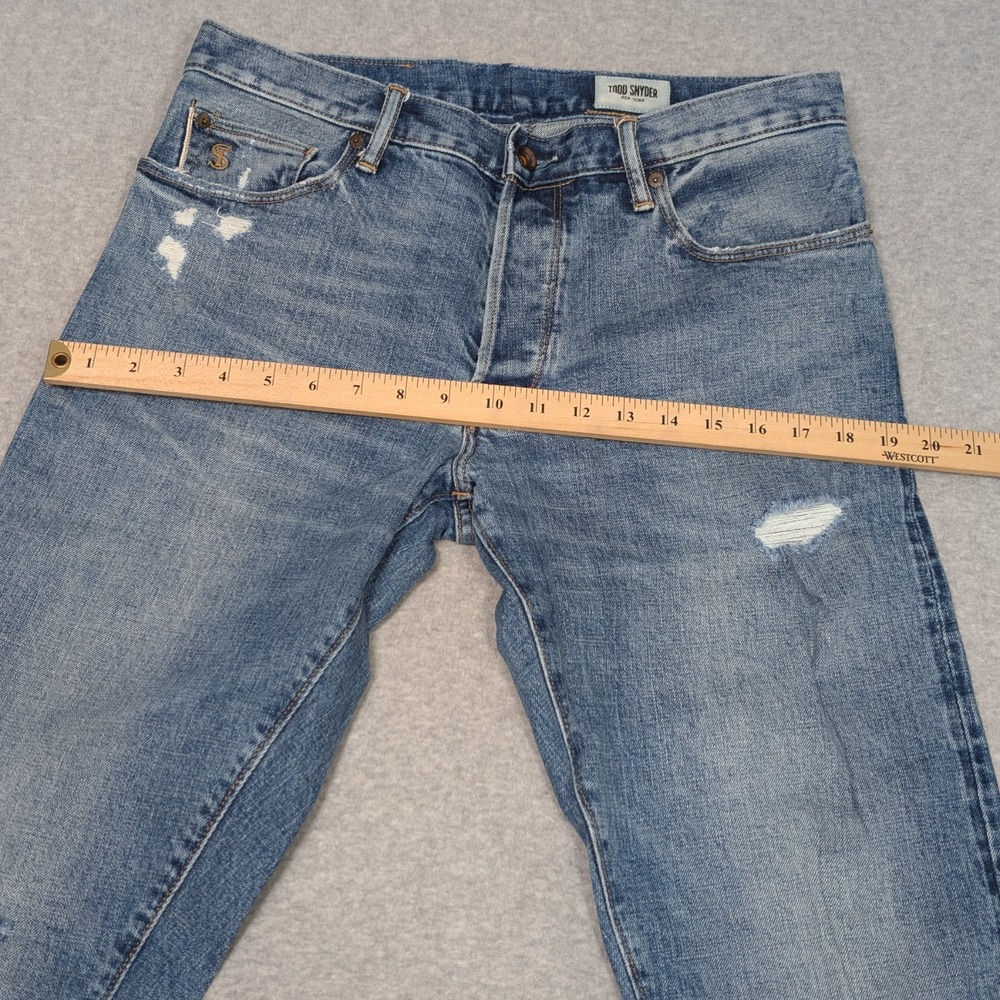 Todd Snyder NY Slim Fit Jeans Size 32x31 Japanese Selvedge Distressed Button Fly - Picture 9 of 14